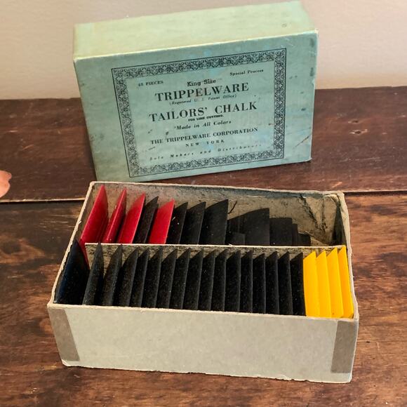 Vintage Trippelware Tailor’s Chalk Original Box Yellow Black Red 36 pieces - Picture 3 of 10